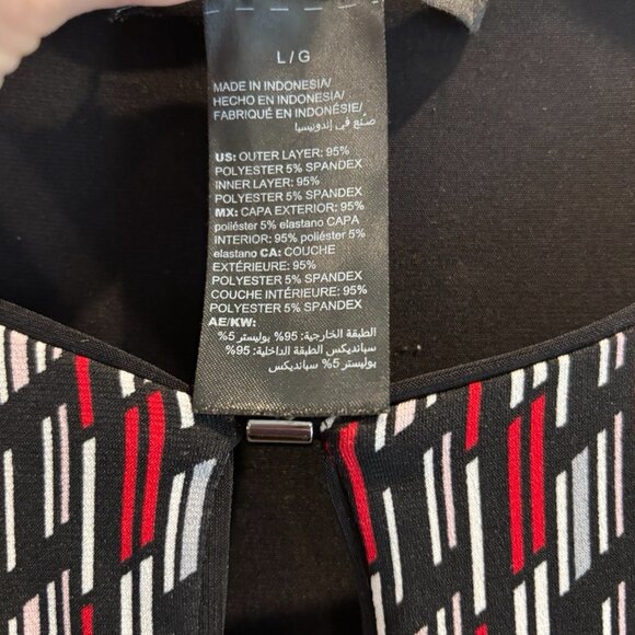 White House Black Market Reversible Blouse Red Black Geo Print Sleeveless Top L - Picture 3 of 4